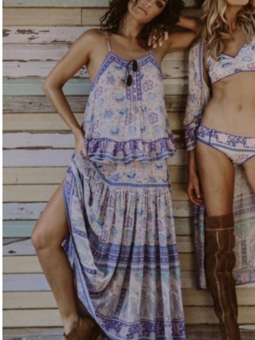 Spell & The Gypsy Poinciana Cami Maxi Skirt Set Lilac Small RARE